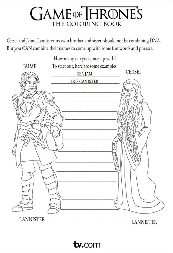 game of thrones coloring book pages colored - photo #25